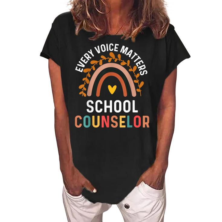 Every Voice Matters School Counselor Counseling  V2 Women's Loosen Crew Neck Short Sleeve T-Shirt