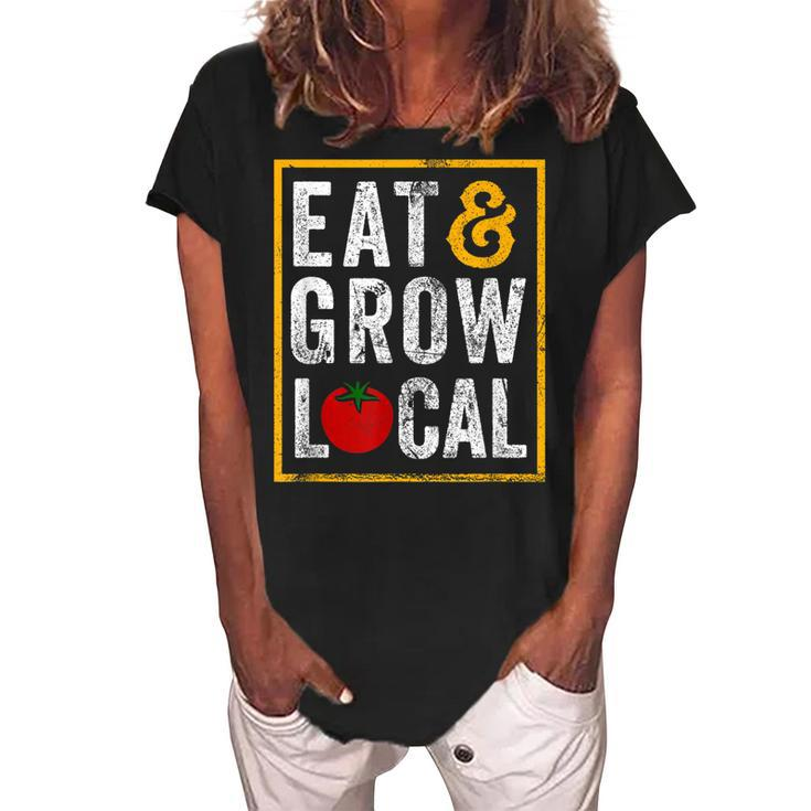 Farmers Market  Eat And Grow Local Farming Farmers  Women's Loosen Crew Neck Short Sleeve T-Shirt