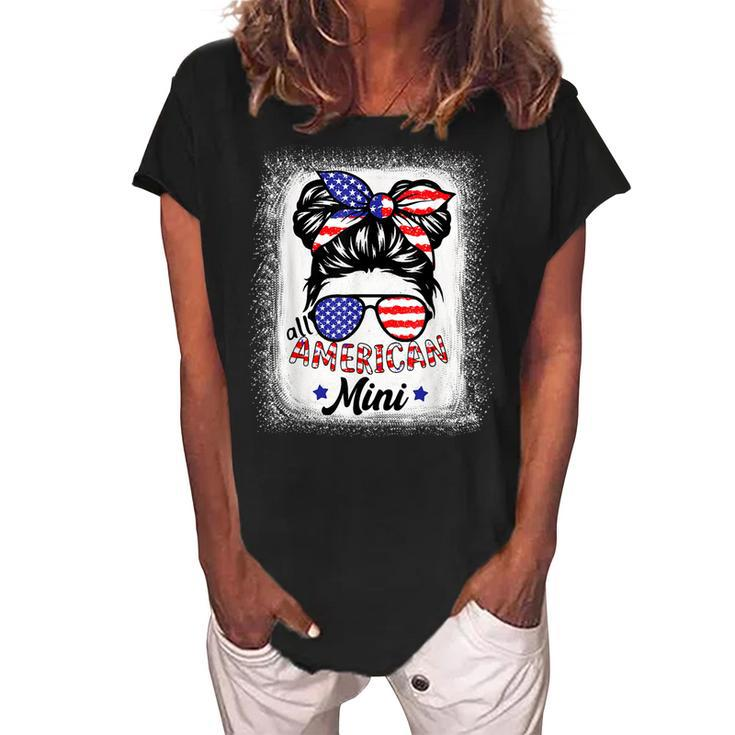 Funny All American Mini  Patriotic July 4Th Daughter  Women's Loosen Crew Neck Short Sleeve T-Shirt