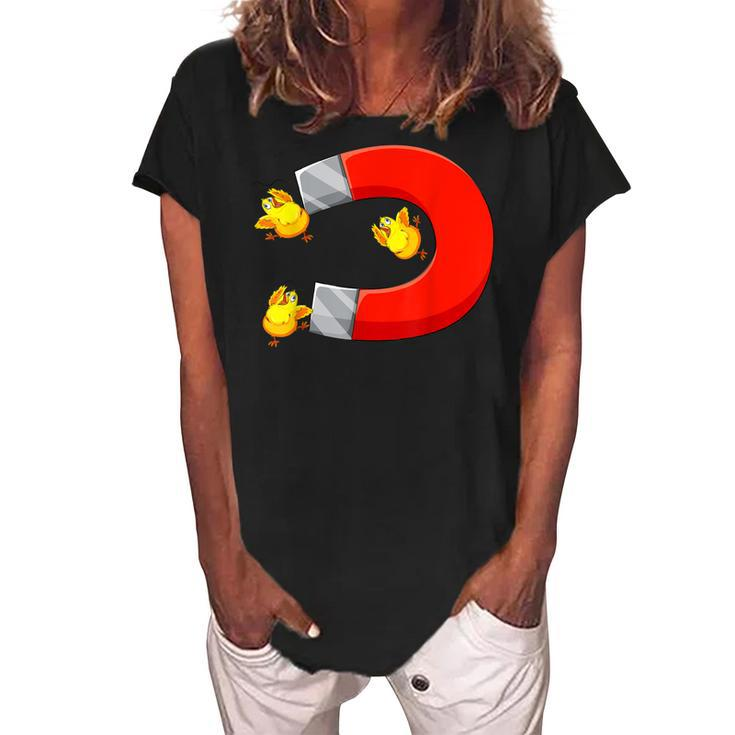 Funny Chicks Magnet Diy Halloween Office Party Costume   Women's Loosen Crew Neck Short Sleeve T-Shirt