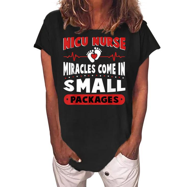 Funny Miracle Neonatal Intensive Care Unit Nicu Nurse   Women's Loosen Crew Neck Short Sleeve T-Shirt