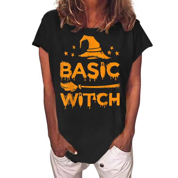 Funny Scary Basic Witch Halloween Costume  Women's Loosen Crew Neck Short Sleeve T-Shirt