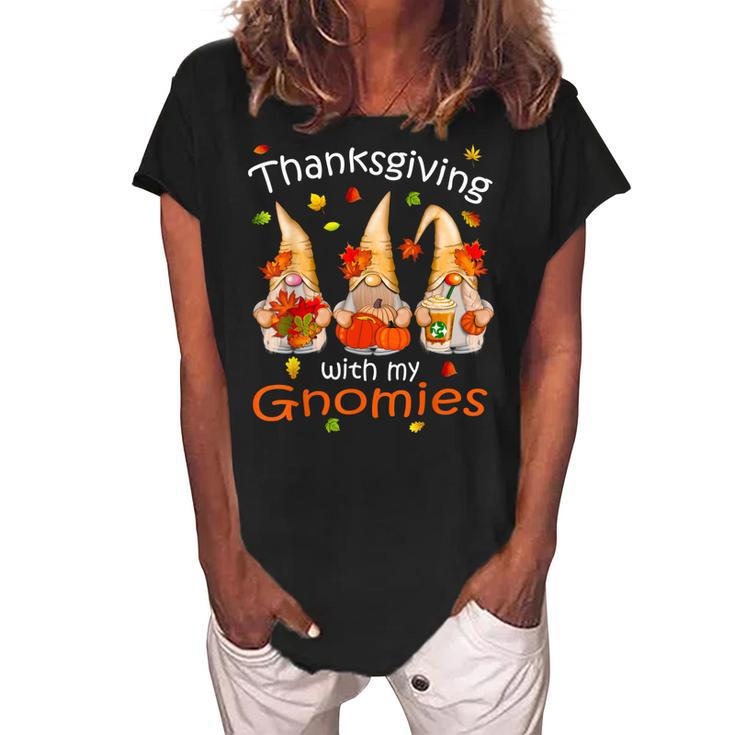 Funny Thanksgiving  For Women Gnome - Gnomies Lover  Women's Loosen Crew Neck Short Sleeve T-Shirt