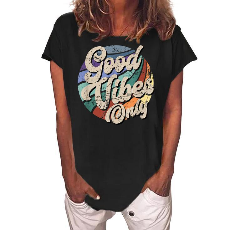 Good Vibes Only Vintage Positive Mind   V3 Women's Loosen Crew Neck Short Sleeve T-Shirt