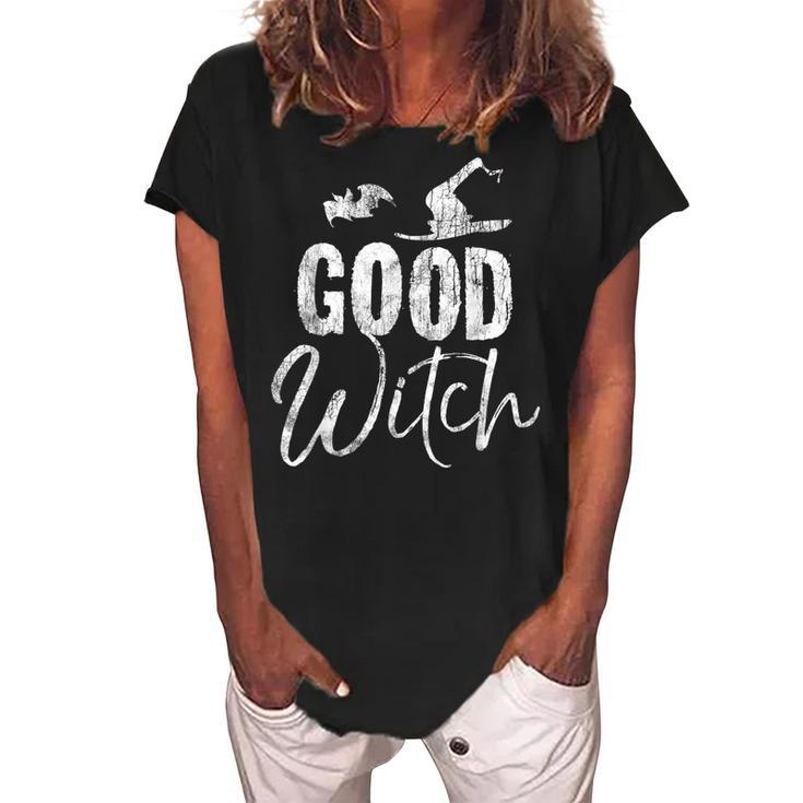 Good Witch Funny Halloween Party Couples Costume  Women's Loosen Crew Neck Short Sleeve T-Shirt