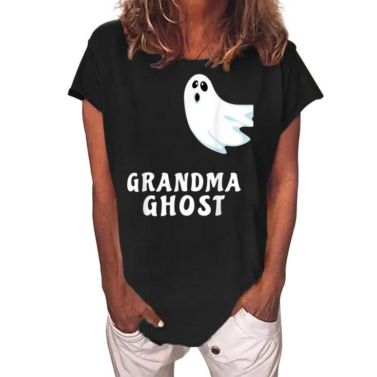 Grandma Ghost Funny Spooky Halloween Ghost Halloween Mom  Women's Loosen Crew Neck Short Sleeve T-Shirt