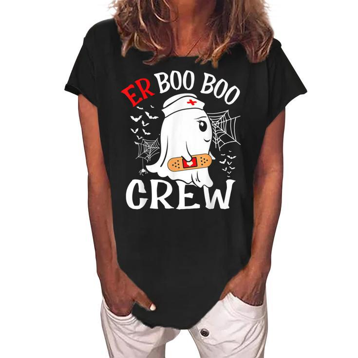 Halloween Er Costume Er Boo Boo Crew Nurse Ghost Nursing  Women's Loosen Crew Neck Short Sleeve T-Shirt