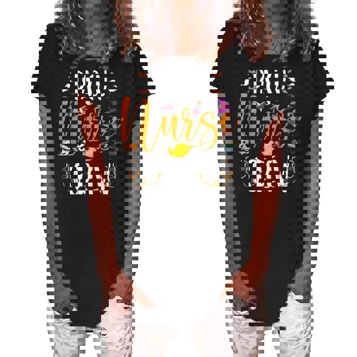 Halloween Pacu Nurse Crew Funny Halloween Witch Pacu Nurse Women's Loosen Crew Neck Short Sleeve T-Shirt