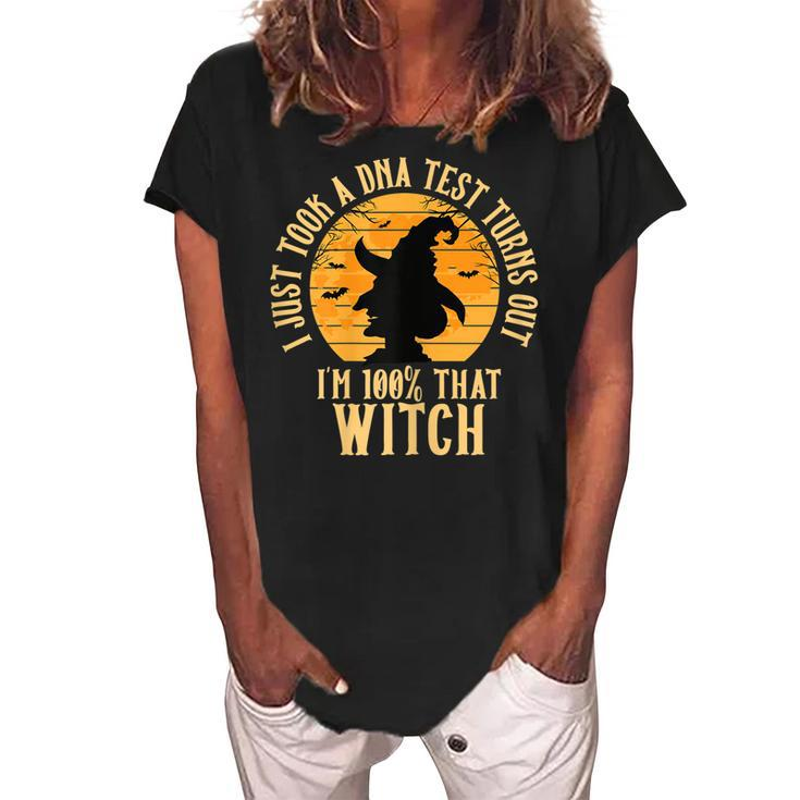 Halloween Witch Motif I Am 100%  That Witch    Women's Loosen Crew Neck Short Sleeve T-Shirt
