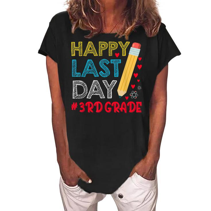 Happy Last Day Of School For 3Rd Grade Students Teachers  Women's Loosen Crew Neck Short Sleeve T-Shirt