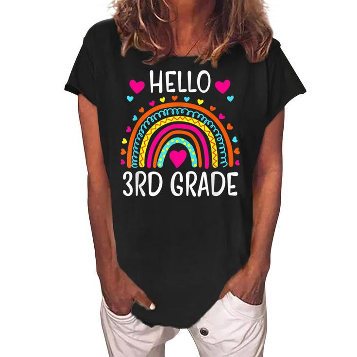 Hello 3Rd Grade Team Squad Crew Back To School Teachers Kids  Women's Loosen Crew Neck Short Sleeve T-Shirt