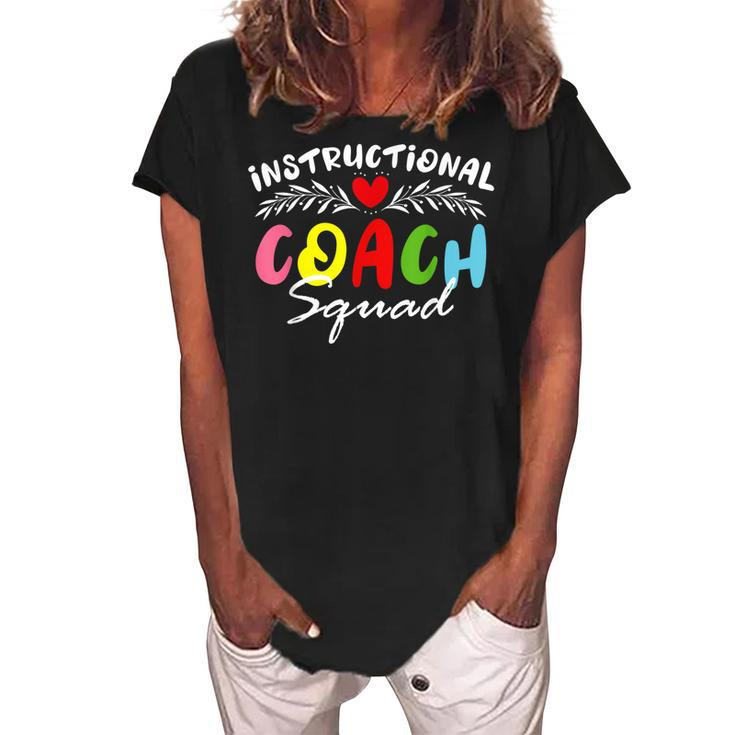 Instructional Coach Squad School Teacher School Admin Squad  Women's Loosen Crew Neck Short Sleeve T-Shirt
