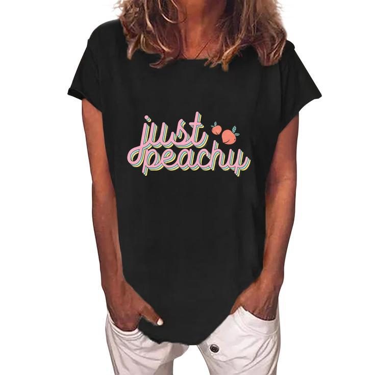 Just Peachy Summer Vibes For Every One Retro Summer Women's Loosen Crew Neck Short Sleeve T-Shirt