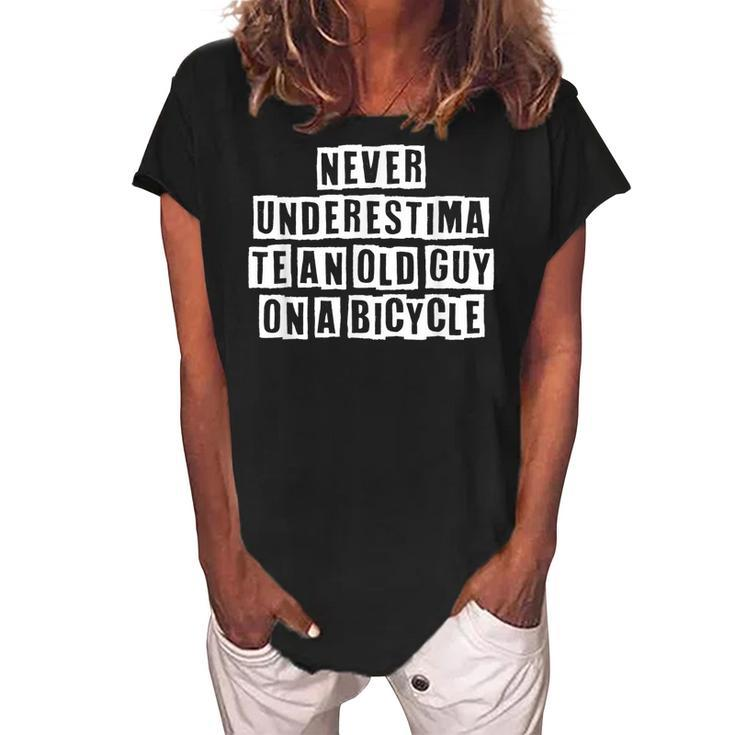 Lovely Funny Cool Sarcastic Never Underestimate An Old Guy  Women's Loosen Crew Neck Short Sleeve T-Shirt