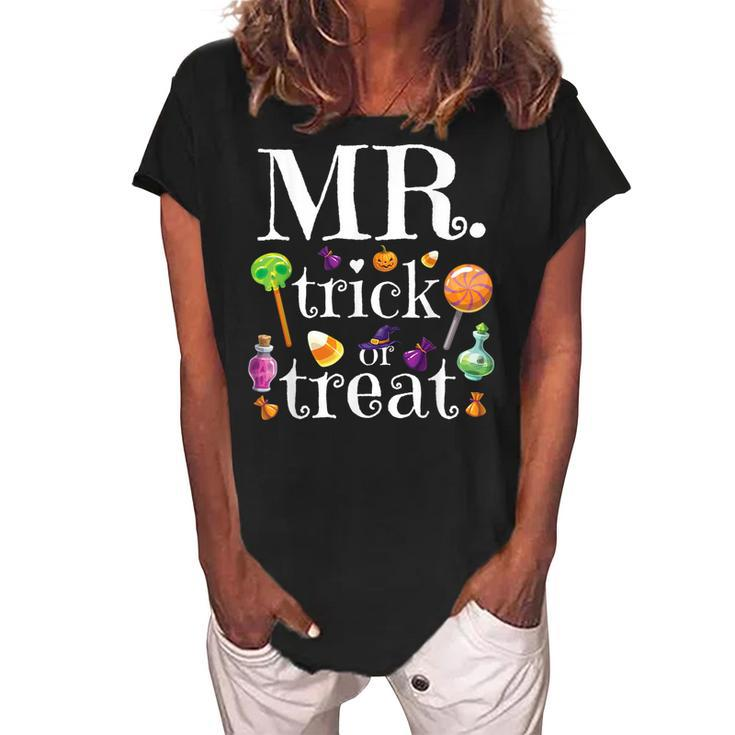Mens Halloween Mr Trick Or Treat Boys Kids  Women's Loosen Crew Neck Short Sleeve T-Shirt