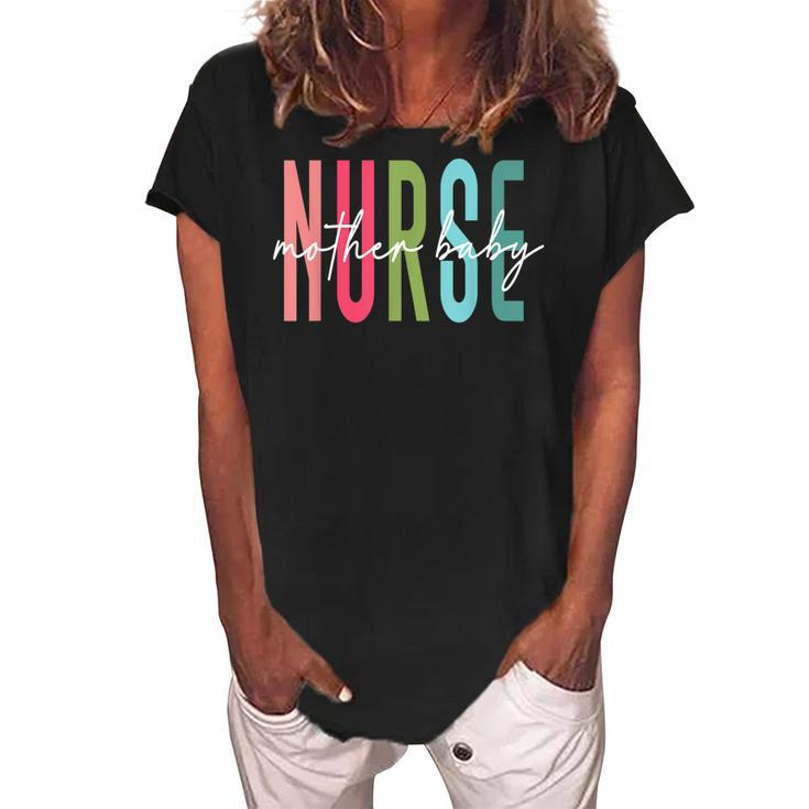 Mother Baby Nurse Lover Mother Nurse Vintage Style  Women's Loosen Crew Neck Short Sleeve T-Shirt