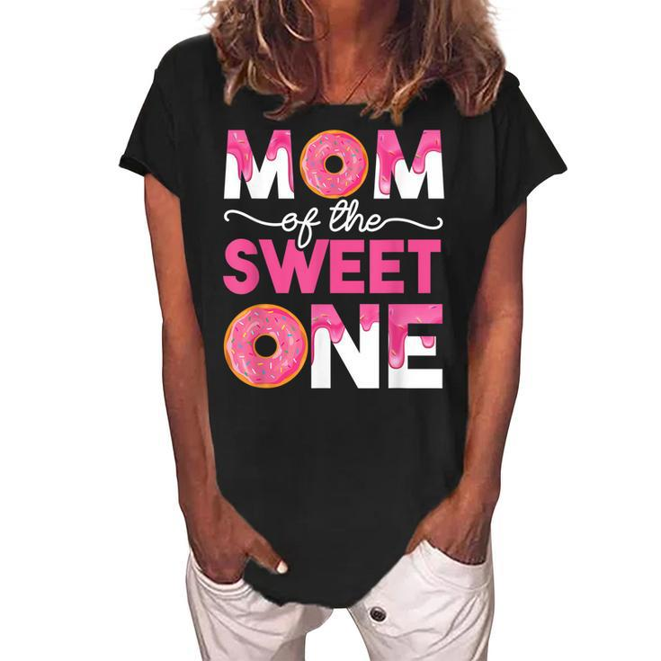 Mother Mama Mommy Family Matching Mom Of The Sweet One  Women's Loosen Crew Neck Short Sleeve T-Shirt