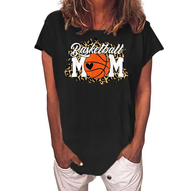 Mothers Day Gift Basketball Mom  Mom Game Day Outfit  Women's Loosen Crew Neck Short Sleeve T-Shirt