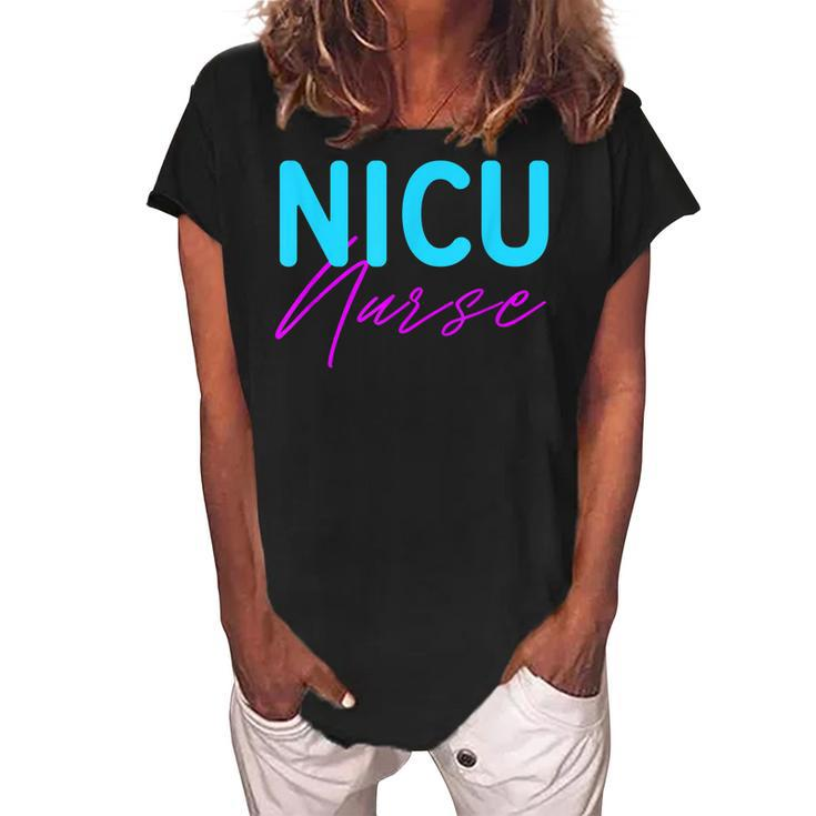 Newborn Intensive Care Unit Nurse Nicu Nurse  Women's Loosen Crew Neck Short Sleeve T-Shirt