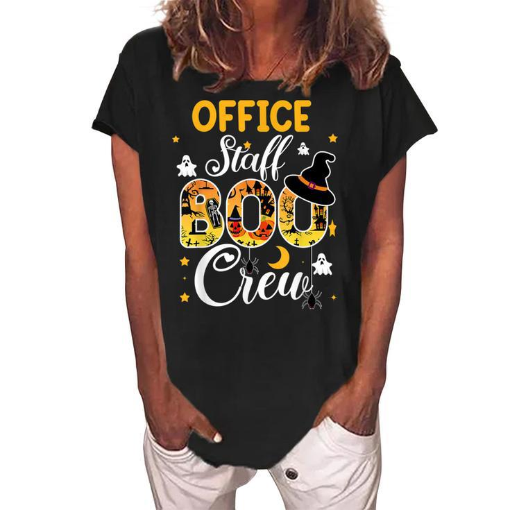 Office Staff Boo Crew Funny Halloween Matching Costume  Women's Loosen Crew Neck Short Sleeve T-Shirt