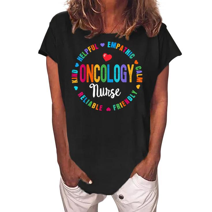 Oncology Nurse Oncology Cancer Nursing Appreciation Week  Women's Loosen Crew Neck Short Sleeve T-Shirt