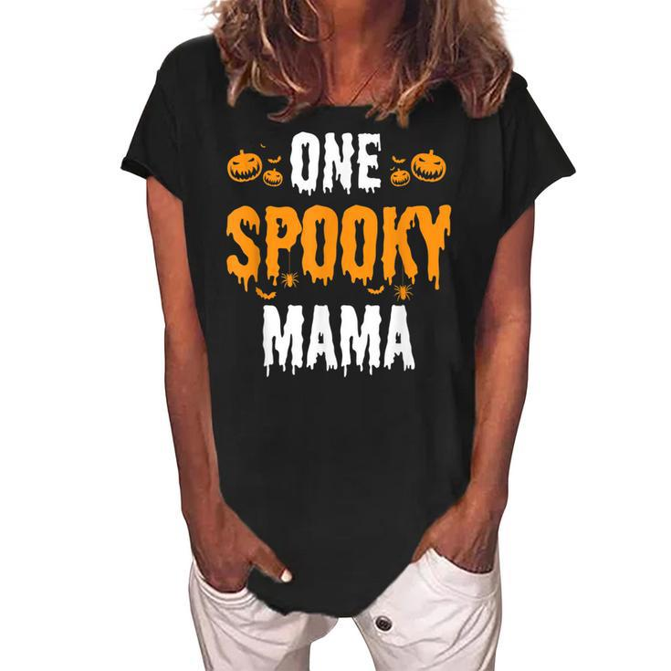 One Spooky Mama Mother Matching Family Halloween  Women's Loosen Crew Neck Short Sleeve T-Shirt