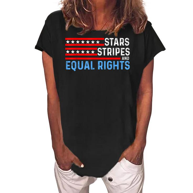 Pro Choice Feminist 4Th Of July - Stars Stripes Equal Rights  Women's Loosen Crew Neck Short Sleeve T-Shirt