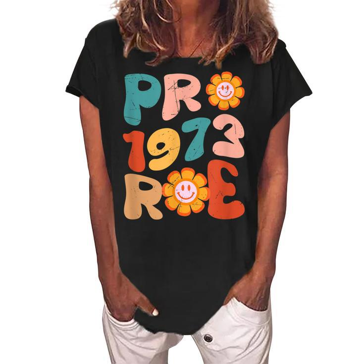 Pro Roe 1973 Womens My Body Choice Mind Your Own Uterus  Women's Loosen Crew Neck Short Sleeve T-Shirt