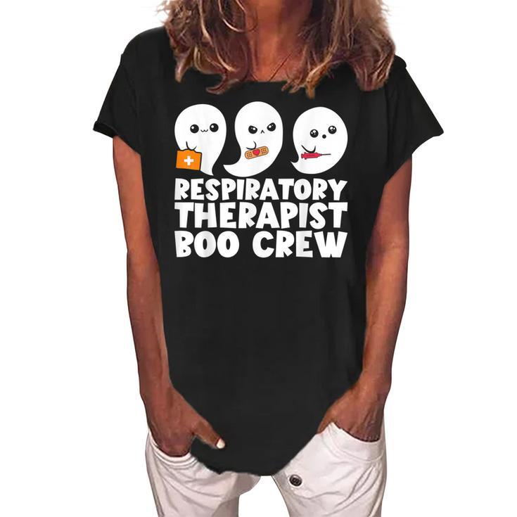 Respiratory Therapist Boo Crew Rt Halloween Ghost  Women's Loosen Crew Neck Short Sleeve T-Shirt
