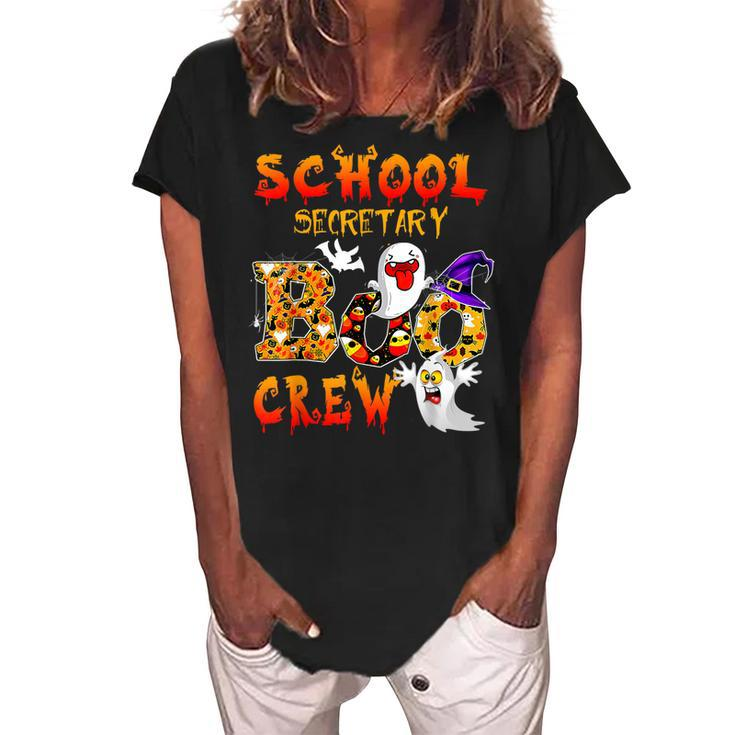 School Secretary Boo Crew Halloween School Men Women Kid  Women's Loosen Crew Neck Short Sleeve T-Shirt