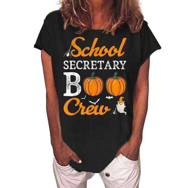 School Secretary Boo Crew Halloween School Office Squad  Women's Loosen Crew Neck Short Sleeve T-Shirt