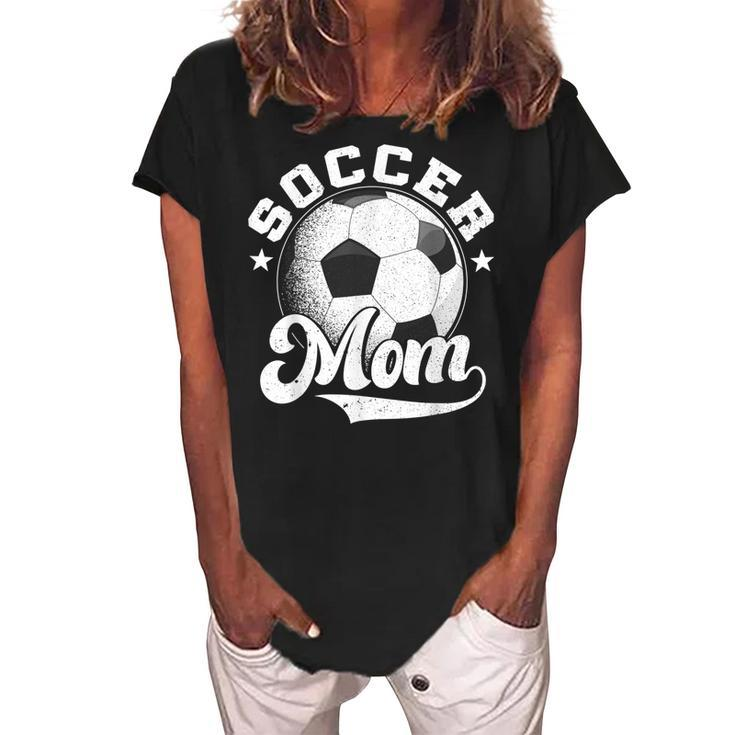 Soccer Mom Vintage Funny Soccer Mom Mothers Day 2022  Women's Loosen Crew Neck Short Sleeve T-Shirt