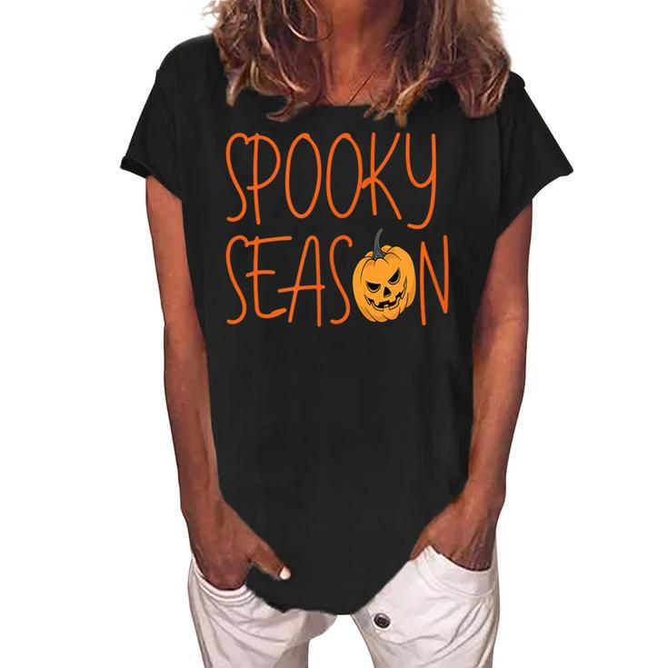 Spooky Season Cute Halloween  Fall Season  Women's Loosen Crew Neck Short Sleeve T-Shirt