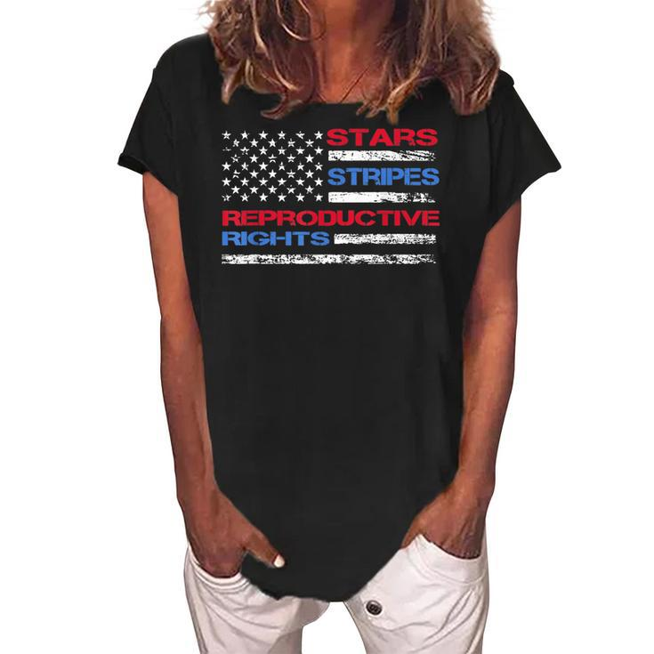 Stars Stripes & Reproductive Rights 4Th Of July Equal Rights Women's Loosen Crew Neck Short Sleeve T-Shirt