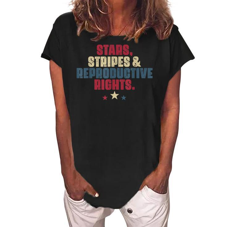 Stars Stripes Reproductive Rights Patriotic 4Th Of July  V2 Women's Loosen Crew Neck Short Sleeve T-Shirt