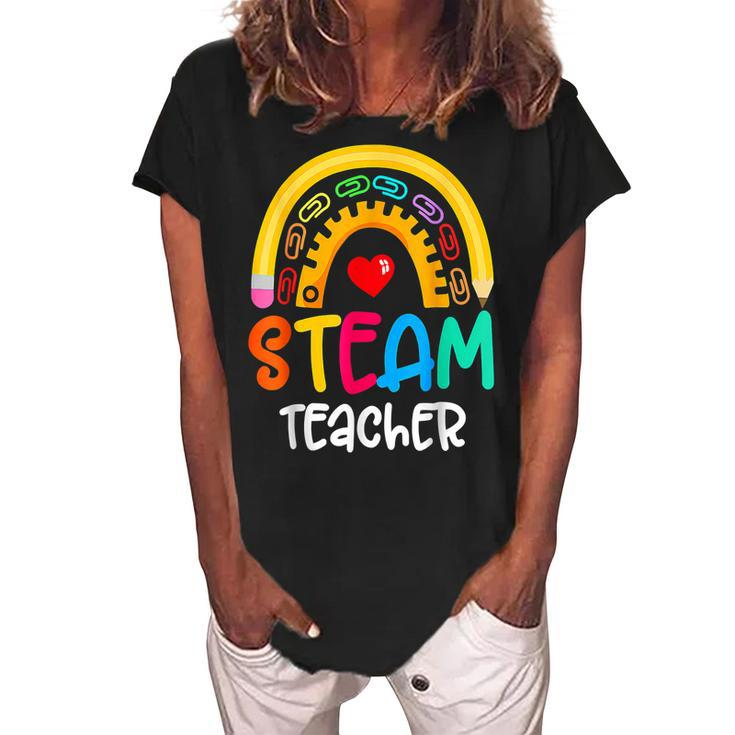 Steam Teacher Squad Team Crew Back To School Stem Special  Women's Loosen Crew Neck Short Sleeve T-Shirt