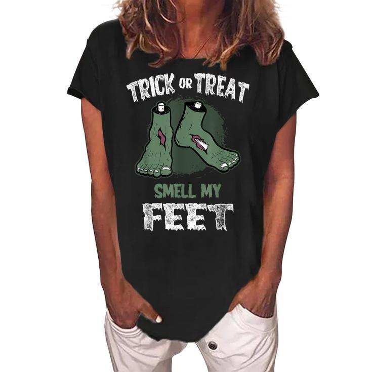 Trick Or Treat Smell My Feet Kids  Women's Loosen Crew Neck Short Sleeve T-Shirt