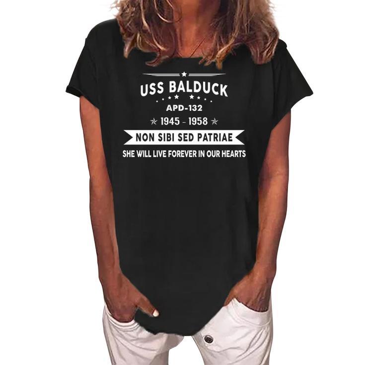 Uss Balduck Apd  Women's Loosen Crew Neck Short Sleeve T-Shirt