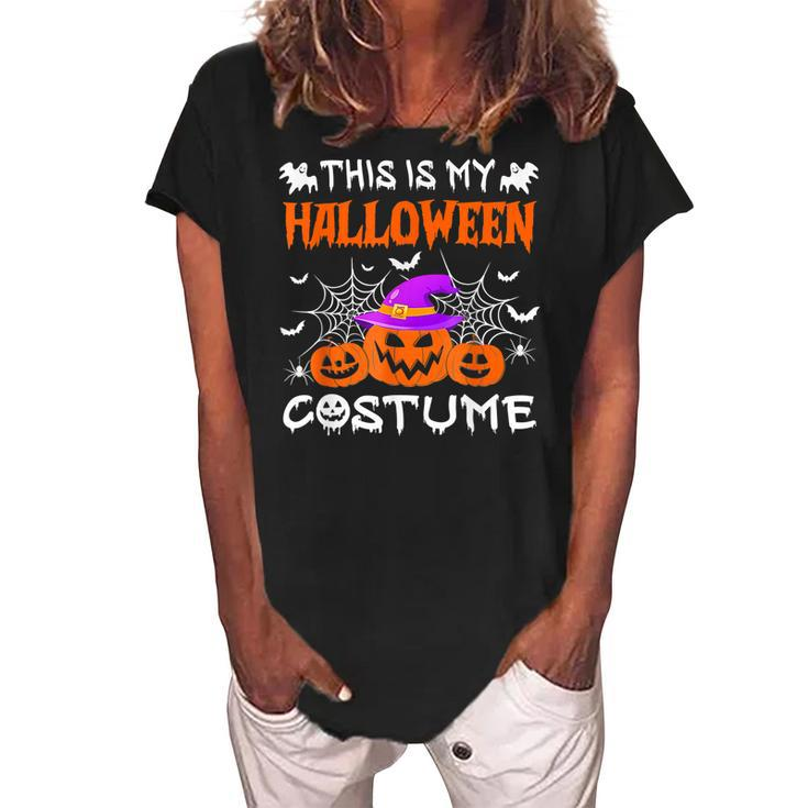 Vintage This Is My Halloween Costume Apparel Funny Retro  Women's Loosen Crew Neck Short Sleeve T-Shirt