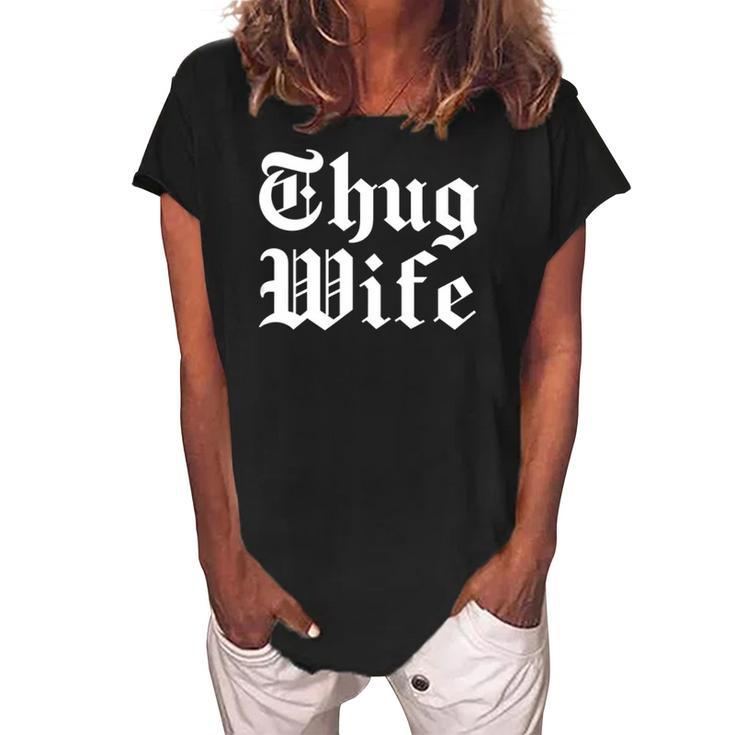 Vintage Thug Wife Tough Mom Gift Women&8217S  Women's Loosen Crew Neck Short Sleeve T-Shirt