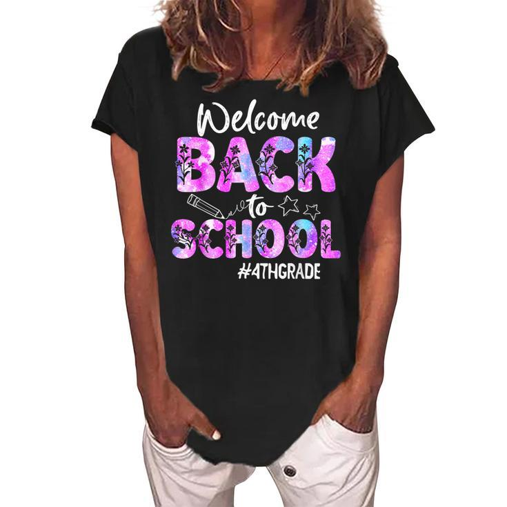 Welcome Back To School 4Th Grade Back To School  Women's Loosen Crew Neck Short Sleeve T-Shirt