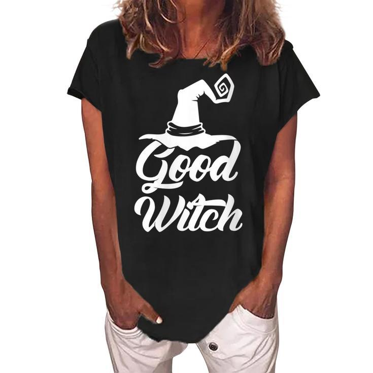 Womens Good Witch Funny Halloween Gift For Friend  Women's Loosen Crew Neck Short Sleeve T-Shirt