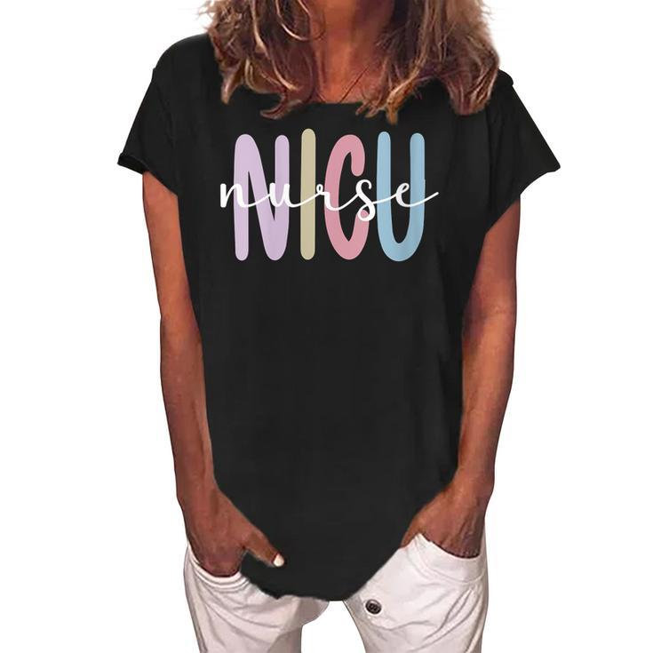 Womens Nicu Nurse Appreciation Neonatal Intensive Care Unit  Women's Loosen Crew Neck Short Sleeve T-Shirt