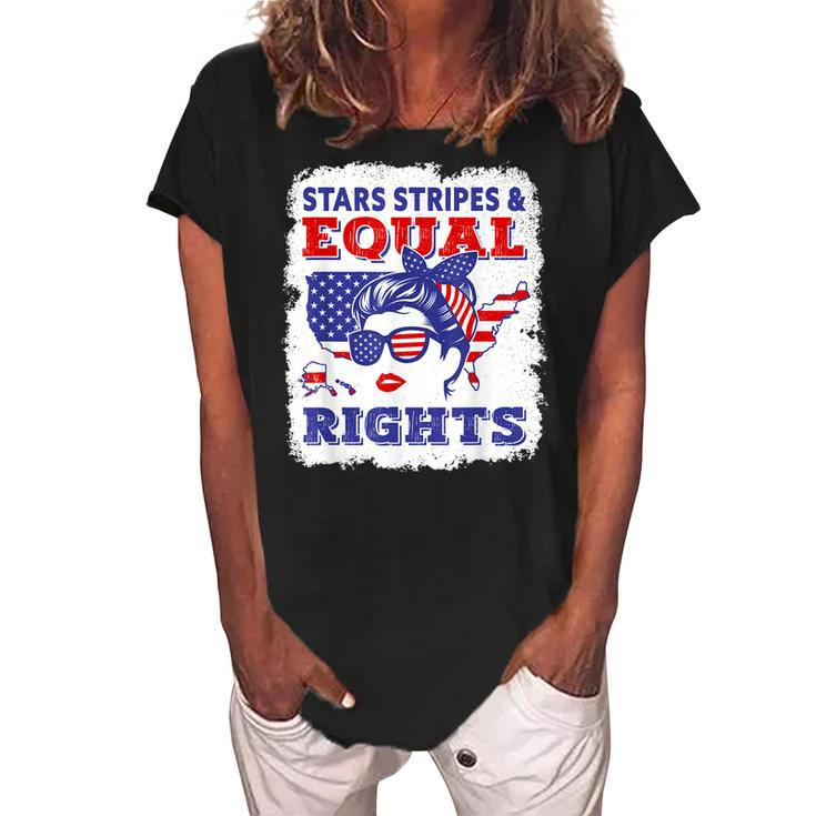 Womens Right Pro Choice Feminist Stars Stripes Equal Rights  Women's Loosen Crew Neck Short Sleeve T-Shirt