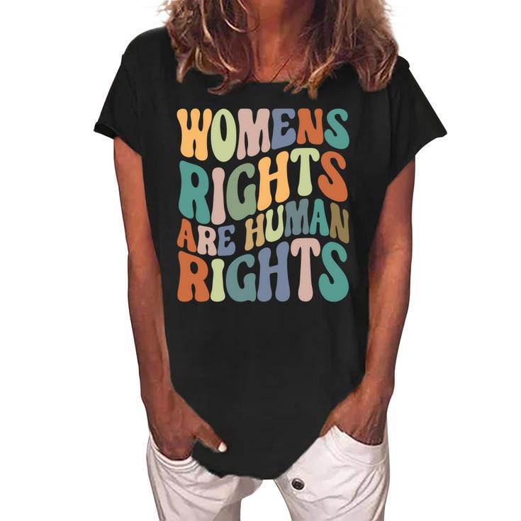 Womens Rights Are Human Rights Hippie Style Pro Choice V2 Women's Loosen Crew Neck Short Sleeve T-Shirt