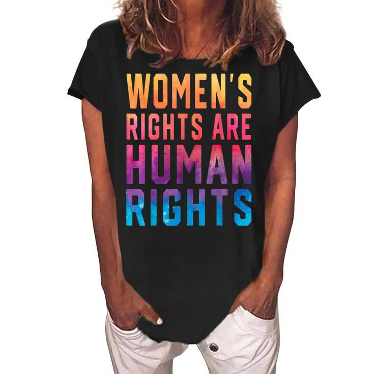 Womens Rights Are Human Rights Pro Choice Tie Dye  Women's Loosen Crew Neck Short Sleeve T-Shirt