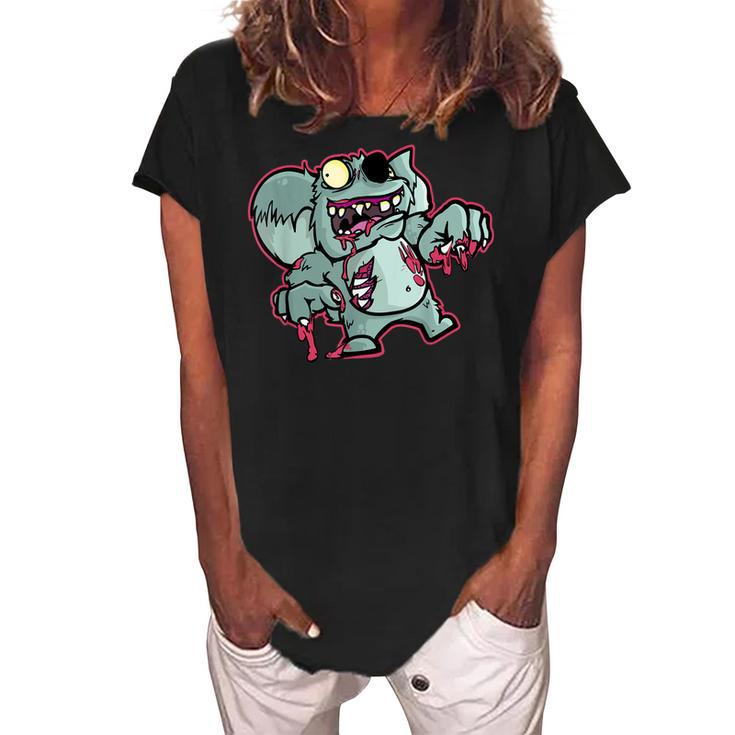 Zombie Koala Bear | Funny Halloween Gift For Zoo Lovers  Women's Loosen Crew Neck Short Sleeve T-Shirt