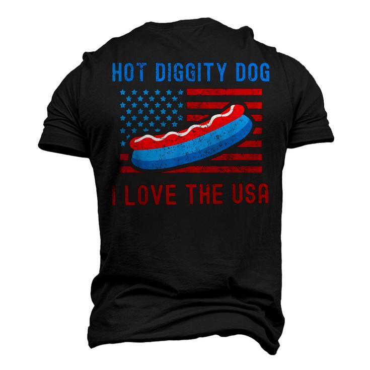 4Th Of July Hot Diggity Dog I Love The Usa Hot Dog Men's 3D T-shirt Back Print