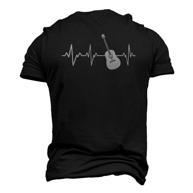 Acoustic Guitar Heartbeat Instrument Guitarist Men's 3D T-Shirt Back Print
