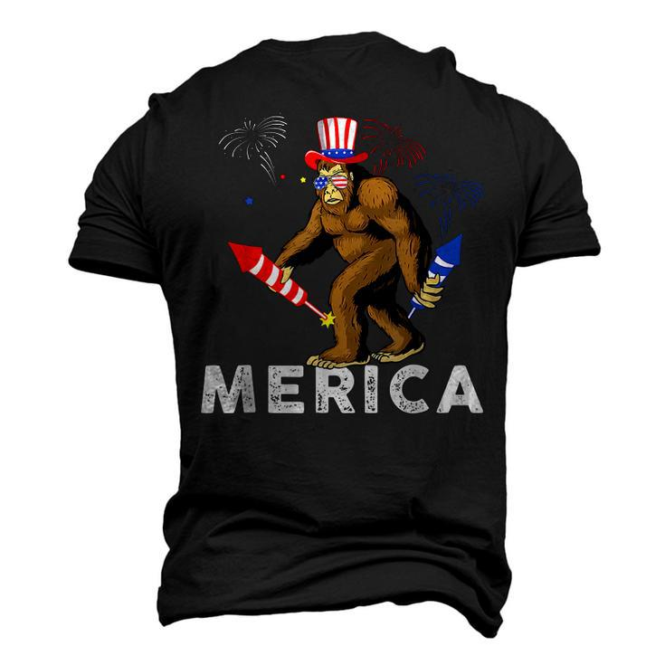 Bigfoot Fireworks Merica 4Th Of July Sasquatch Mens Men's 3D T-shirt Back Print